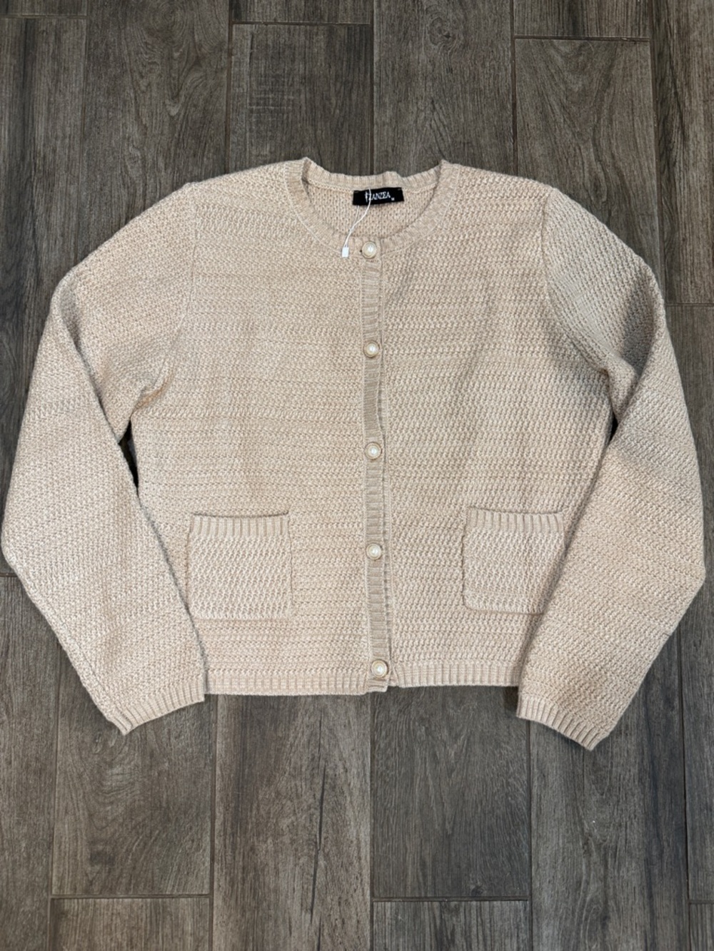 New Grannycore Pearl  Button-Front Knit Cardigan